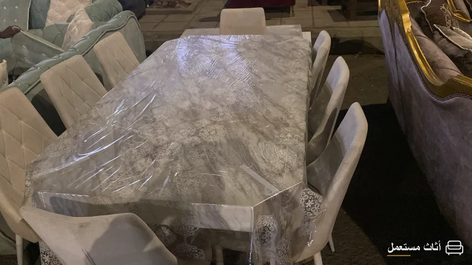 طاولة طعام رخامية مع 8 كراسي — صورة 1